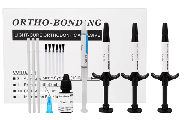 Dental Orthodontic Adhesive Light Cure Kit Ortho-Bonding System Metal Bracket