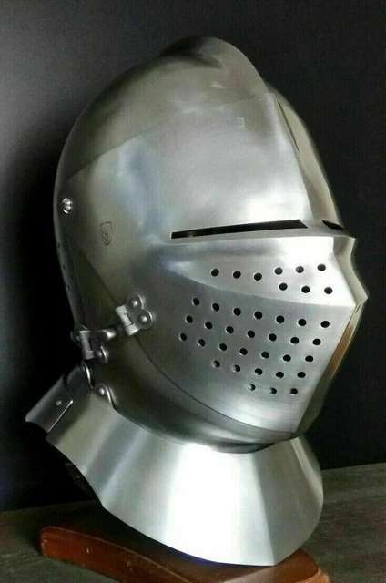 Casque Médiéval Barbute En Acier - Casque Viking Romain Ou Chevalier Pour Larp, Reconstitution Et Costume Halloween