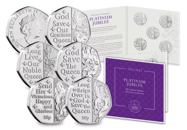 The 2022 Queen Elizabeth II Platinum Jubilee 50p Coin Collection National Anthem