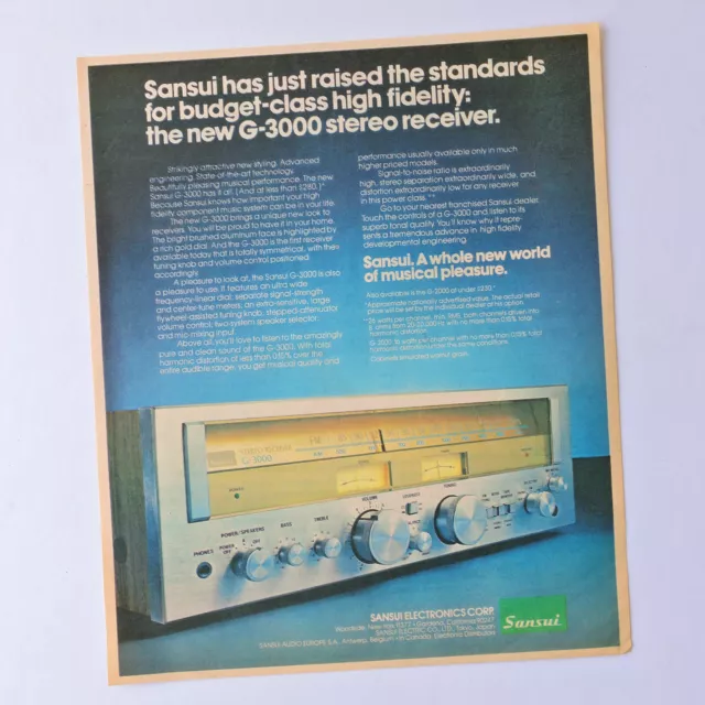 SANSUI G-3000 / Advert Publicidad Reklame Publicite Pubblicita Ad Retro Vintage