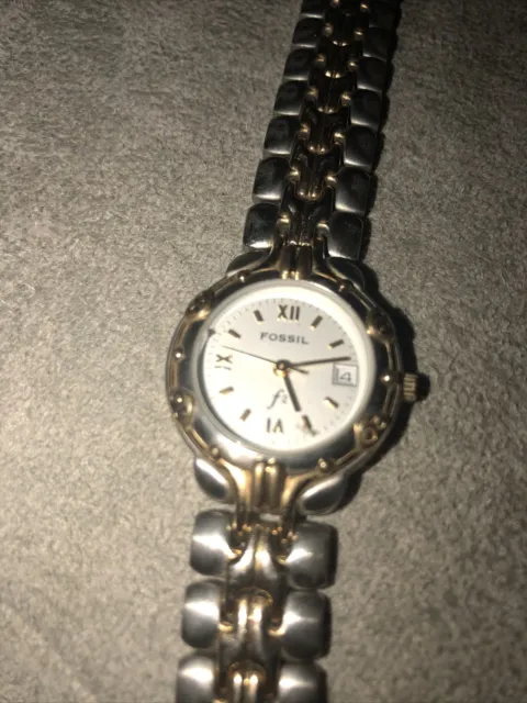 FOSSIL F2 ES-8871 Two Tone Stainless Steel Women's Quartz Watch- New ...