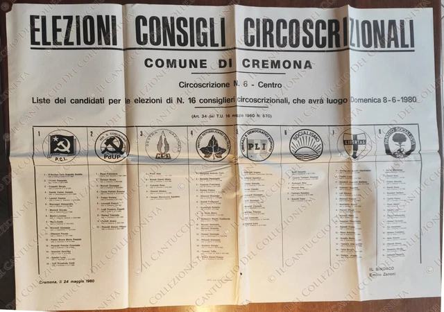 1980 Cremona Elezioni Consigli Circoscrizionali Circoscrizione N. 6 manifesto