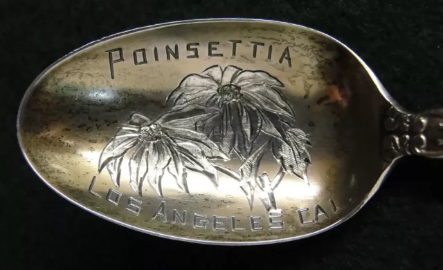 Sterling Souvenir Spoon Los Angeles, CA Poinsettias, 1900