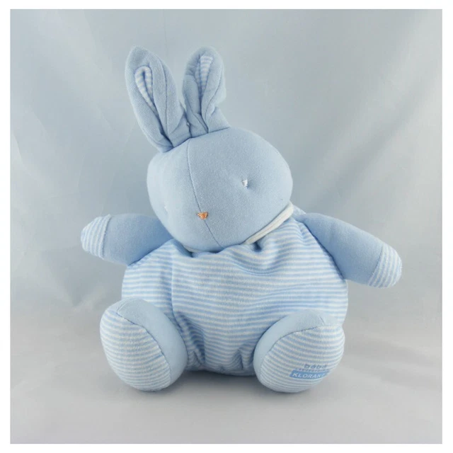 Doudou Lapin boule bleu blanc rayé KLORANE - 3243