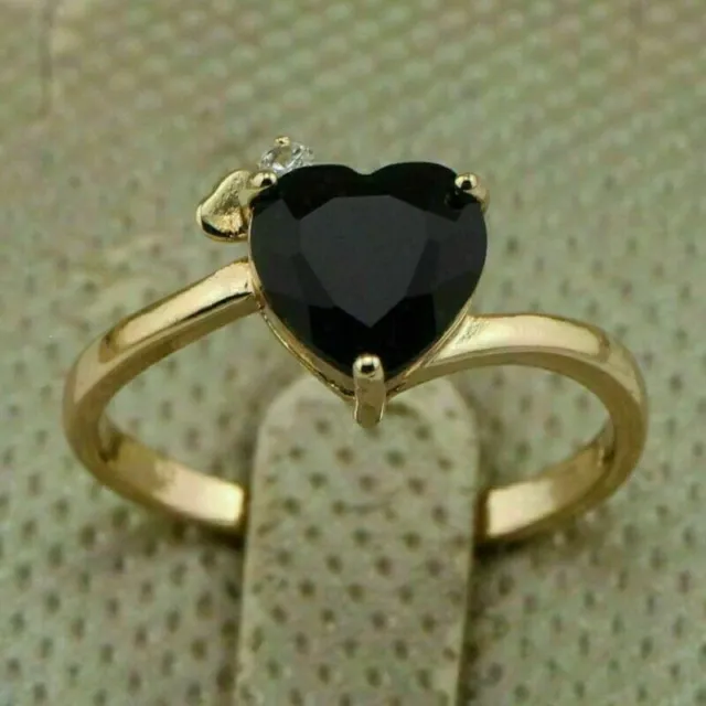 Anello nuziale con diamante nero simulato con taglio a cuore da 1 ct...
