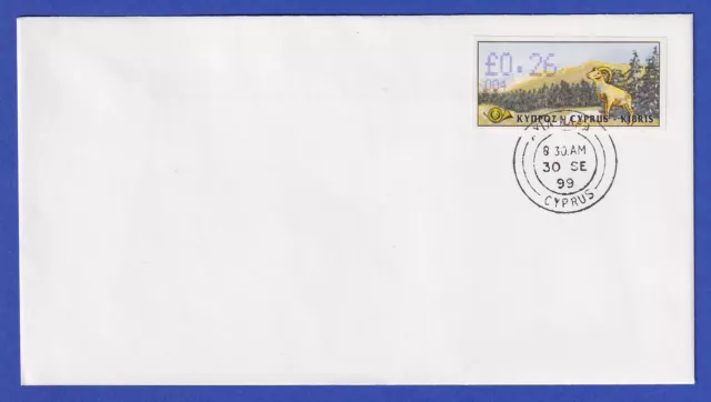 Zypern Amiel-ATM 1999 Mi-Nr. 4 Aut.-Nr.004 Wert 0,26 auf blanco-FDC