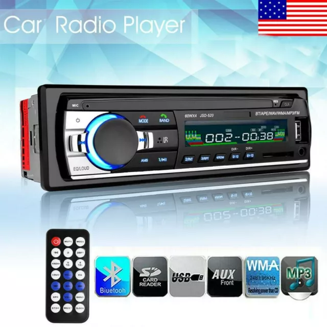 Car Stereo Audio BT In-Dash FM Aux Input Receiver SD USB MP3 Radio Player