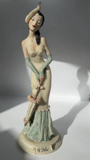 A BELCARI LADY Figurine DEAR Italy 1990 Resin 26cm Signed Art Deco