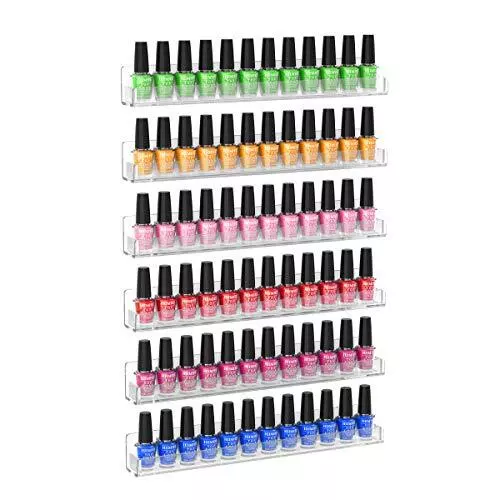 Acrylic Wall Mounted Nail Polish Display Stand Display Rack Nail Polish 6pcs