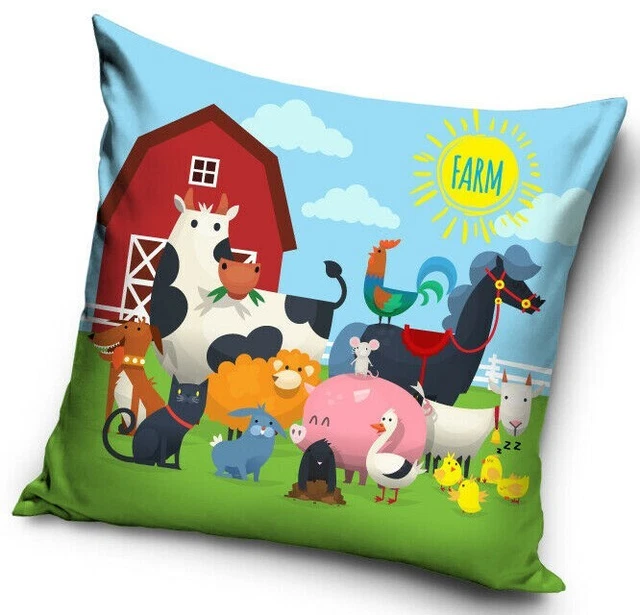 FARM HAUSTIERE KISSENBEZUG KINDER KISSENHÜLLE BAUERNHOF NUTZTIERE CA.40x40 CM