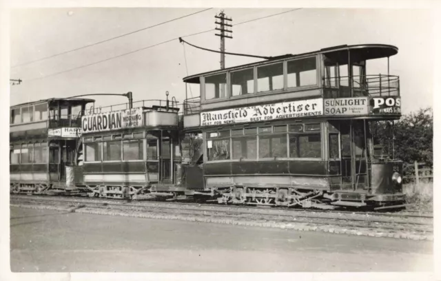Mansfield tram car pre war postcard - marked Abandoned Sutton in ashfield