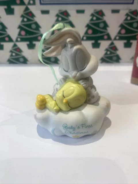 Babys 1st Noël Tweety Poinçon Souvenir Looney Tunes Ornement Neuf en Boîte