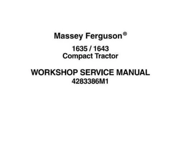Workshop Service Manual For Massey Ferguson 1635 & 1643 Compact Tractor.