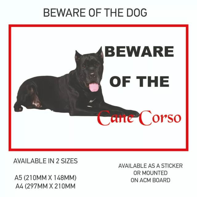 Funny Beware of the Cane Corso Dog Vinyl Car Decal Sticker Pet Animal Lover DS06