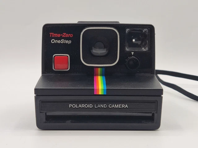 Cámara Polaroid SX-70 OneStep Time-Zero a rayas arco iris Probada y en funcionamiento
