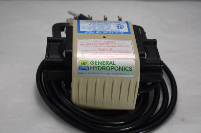 BLUE STONE AIR PUMP General Hydroponics MODEL AP-0025B 120VAC 60hz 320 ...