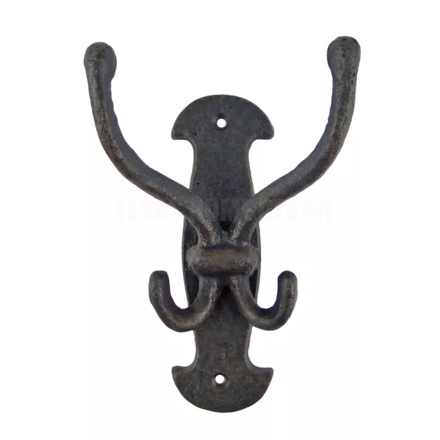 Cast Iron Coat Hook Wall Mounted Towel Hanger Rack Heavy Duty Industrial Black