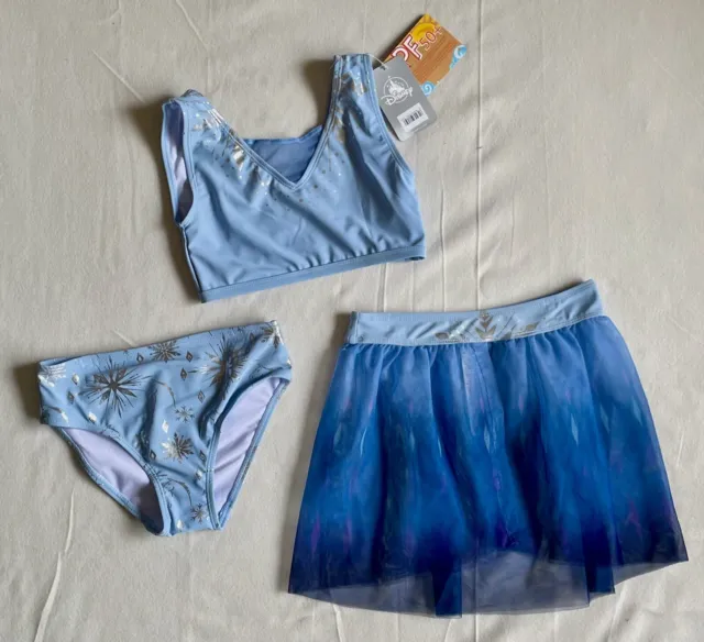 Disney Store Girls Size 4 Deluxe Frozen Elsa Swimsuit 2-Pc + Skirt Set NWT