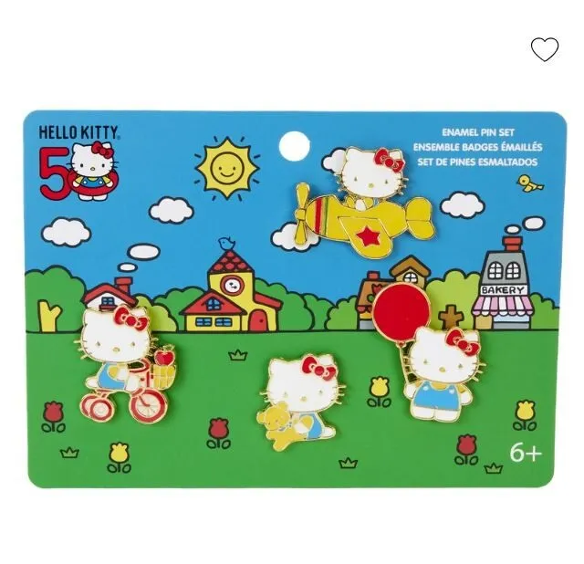 Loungefly Sanrio Hello Kitty 50th Anniversary 4-Piece Pin Set (NEW IN BAG)