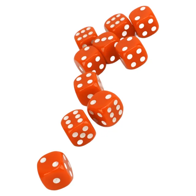 (Orange)Dice Kit 30 Pieces White Number Dot Dice Set Plastic