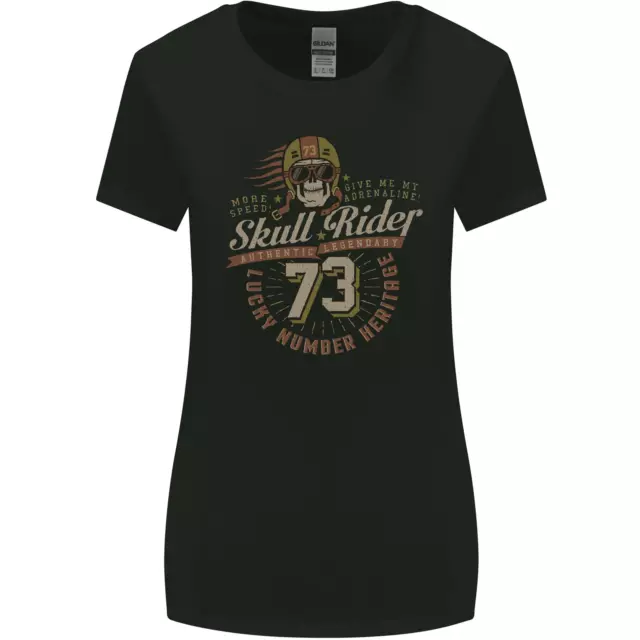 Skull Rider Motorcycle Biker Motorbike Womens Wider Cut T-Shirt