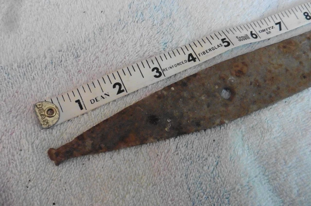 Antique Door Hinge Iron Blacksmith Hand Made Gate Barn Strap vintage 14.5" rust 2