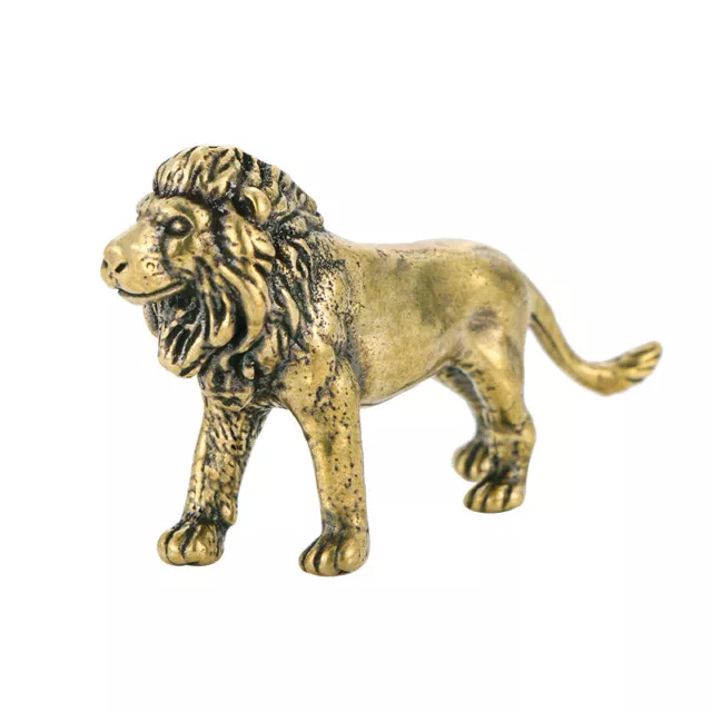 Brass Lion Figurine Statue House Office Table Decoration Animal Figurines Toys