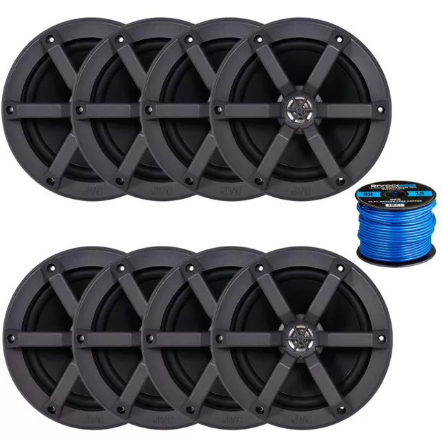 4 Pair of JVC CS-MS620 6.5" 100W Marine Speakers with 50ft 16 Gauge Speaker Wire