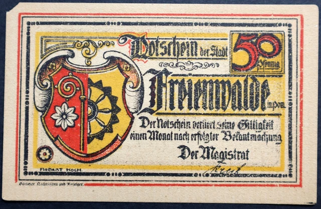 FREIENWALDE 1922 *SPECIMEN* w/o serial number German Notgeld now Chociwel Poland