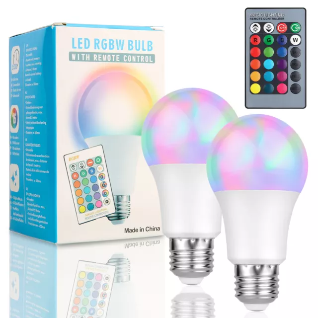 2X E27 LED Leuchtmittel RGB Farbwechsel Lampe dimmbar Birne 9W Glühbirne Licht