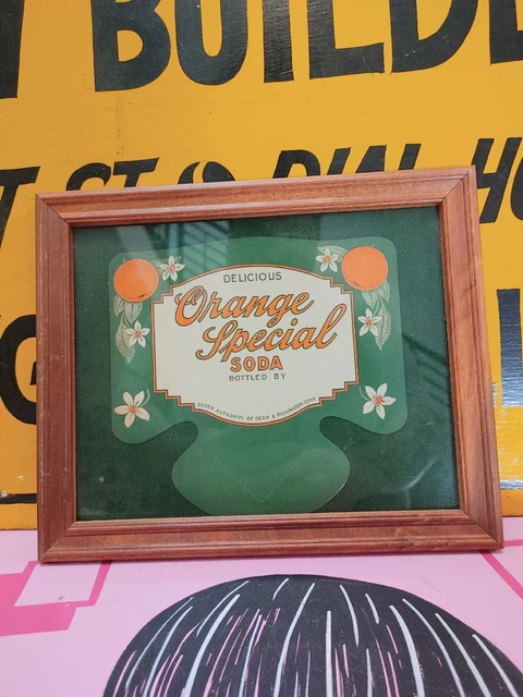 Vintage Orange Special Soda Cardboard Advertising Sign Framed