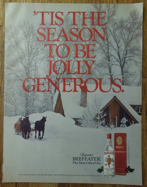 1986 BEEFEATER Gin Magazine Ad - 'Tis The Season To Be Jolly Generous.