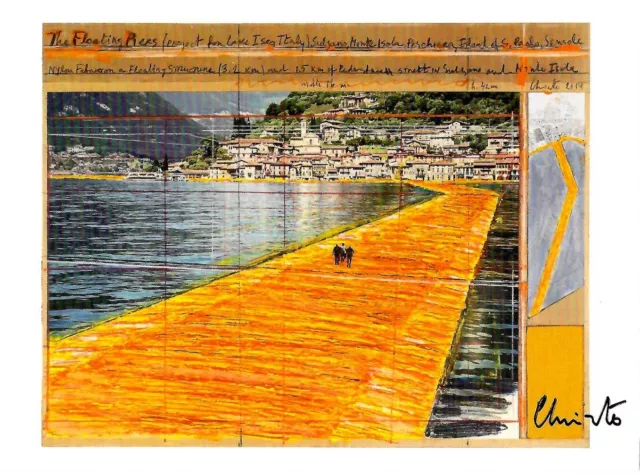 CHRISTO "The Floating Piers" - HAND-SIGNIERTE Kunstpostkarte