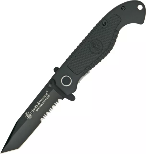Smith & Wesson Special Tactical Pocket Folder Black Tanto Knife Serrated SWTACBS