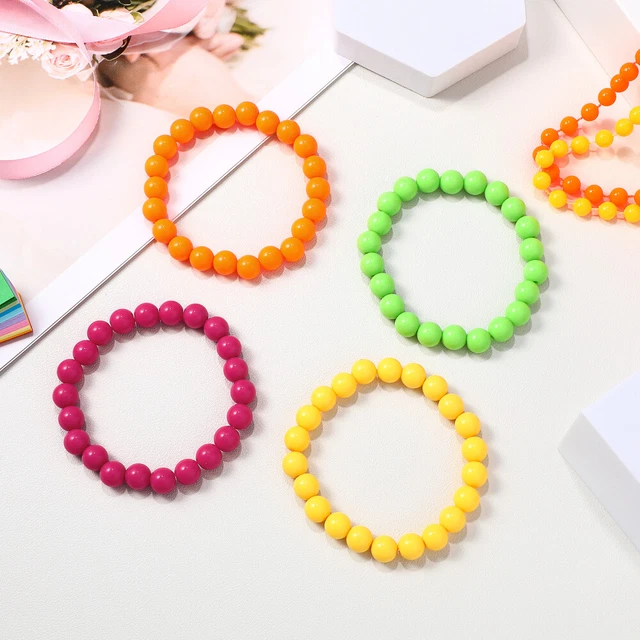 8 PCS Colliers de perles de néon et bracelets Chaînes perlées Party Habit-up 6