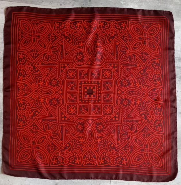 Foulard vintage en soie marron orange mandala