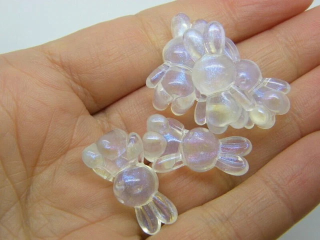 30 Rabbit bunny beads glitter dust clear acrylic AB874