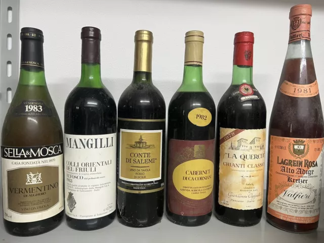 6 Bottiglie Di Vino Da Collezione / Esposizione