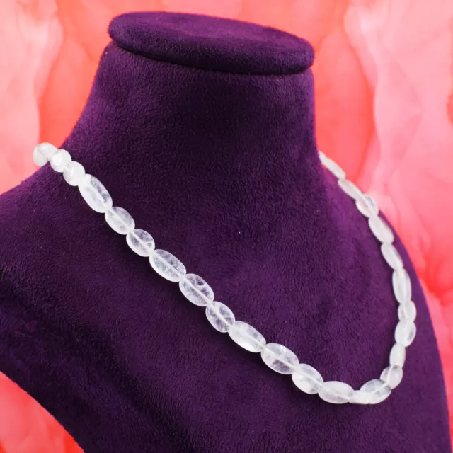 Oval Shape 130 Cts Natural Single Strand Rose Quartz Beads Necklace SK 01E431