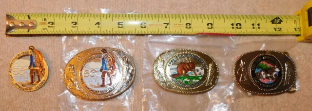 Anchorage FUR RONDY RENDEZVOUS Belt Buckle Lot of 3 & 1985 Rondy Pin