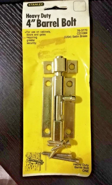OEM STANLEY 763770 Heavy-Duty 4" BARREL BOLT * (US4) Satin Brass Plated Steel