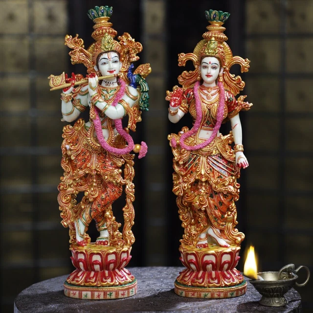 HINDU GOD RADHA Krishna Statue Temple Home Pooja Idol Religious