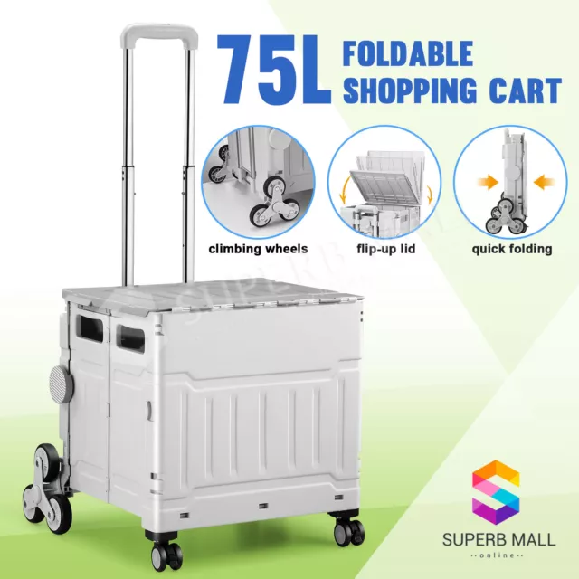 Portable Shopping Cart Trolley Foldable Grocery Storage Basket Luggage Crate