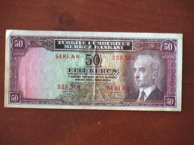 Turkey 1930, banknote 50 Kurus, circulated, see the pictures