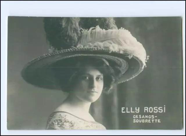 Y20070/Elly Rossi Vocal Soubrette Back with Dedication Photo AK Woman with Hat