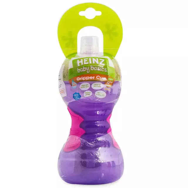 Heinz Baby Basics Gripper Straw Cup Pink and purple 12m+ 440ml - Baby Bottles