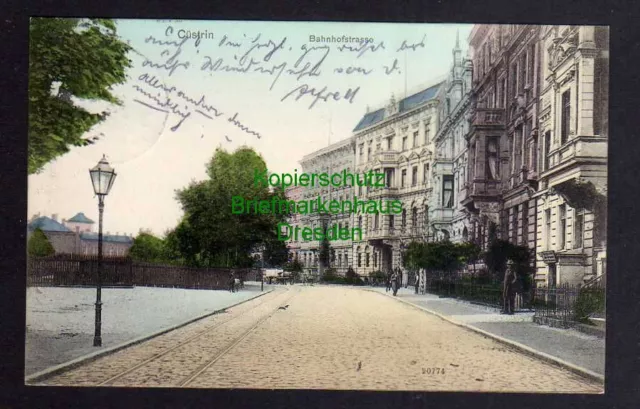 117983 AK Cüstrin Küstrin 1908 Bahnhofstrasse Kostrzyn nad Odra