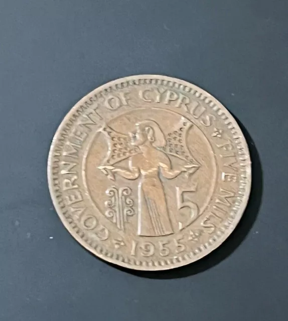 1955 Cyprus 5 Mils Coin - SCARCE - FREE P&P