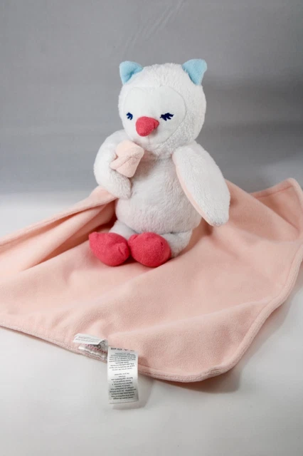 Manta de seguridad Carters peluche blanco búho rosa 10,5" cascabel amoroso juguete de peluche