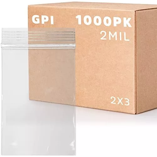 - 1000 Count, 2" X 3" Clear Plastic Resealable Zip Bags, Bulk 2 Mil, Strong &...